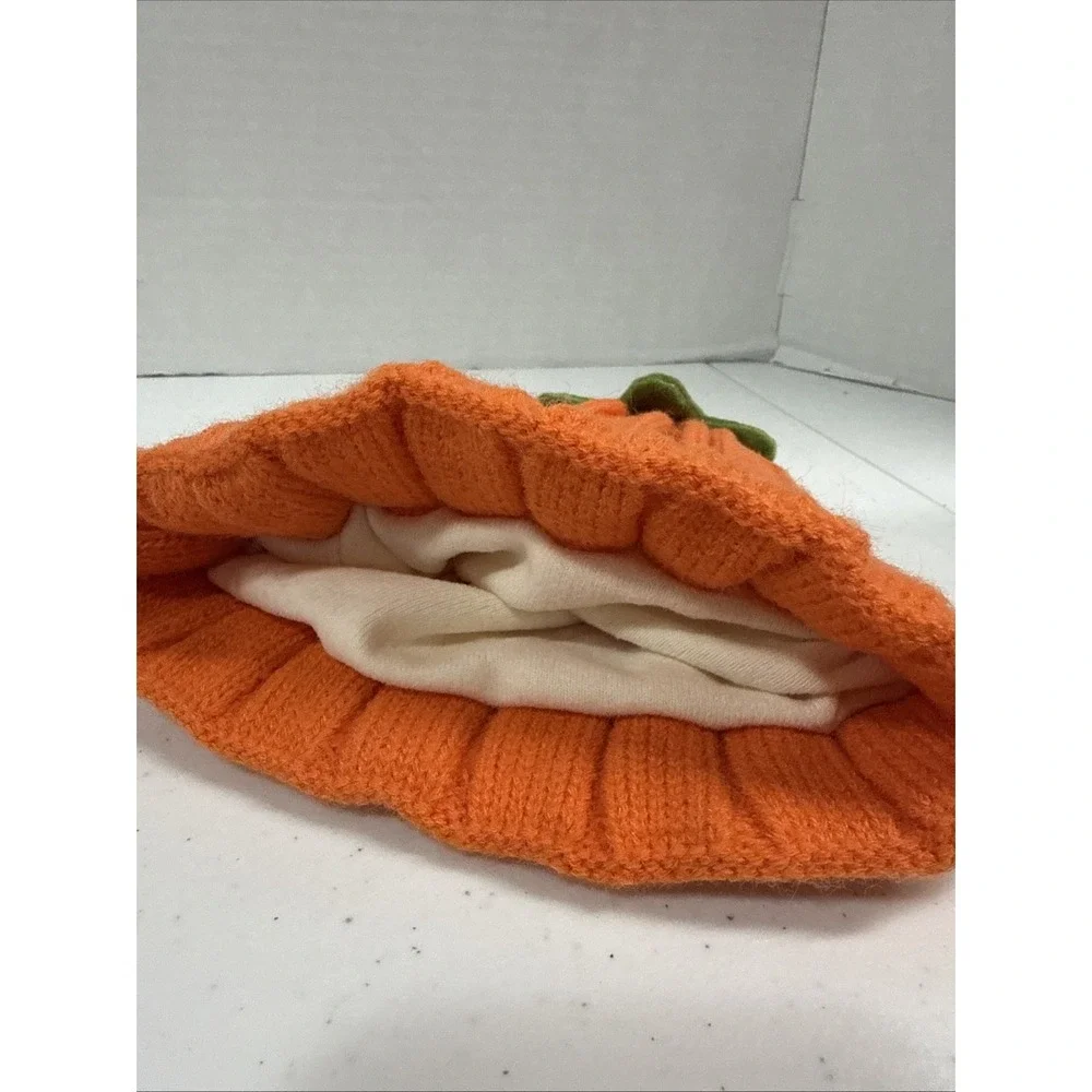 Winter Thick Knitted Beanie Hat for Infant Kids Toddler One Size, A Orange
